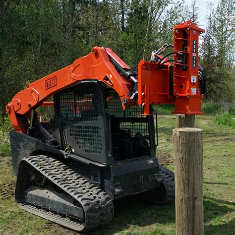 mini skid steer post driver|post driver skid steer attachment.